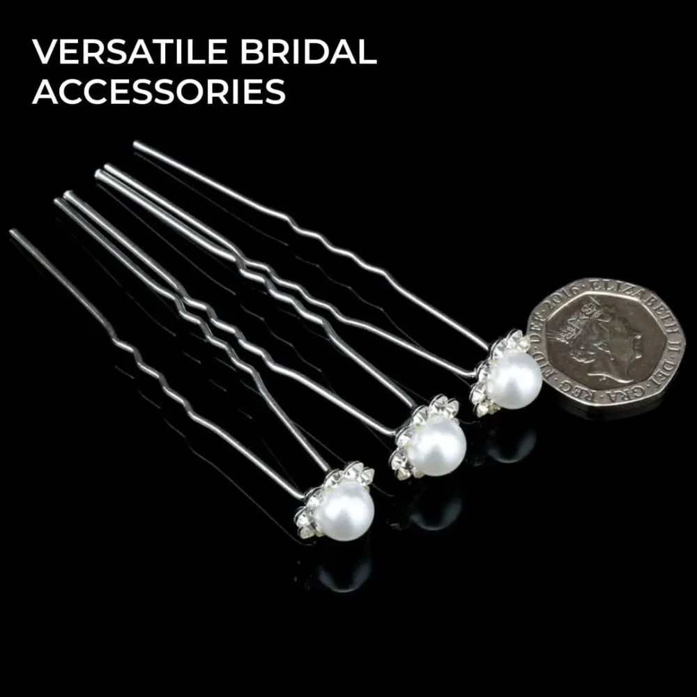 Forty-Piece U-Shaped Pearl Metal Hair Clips Set