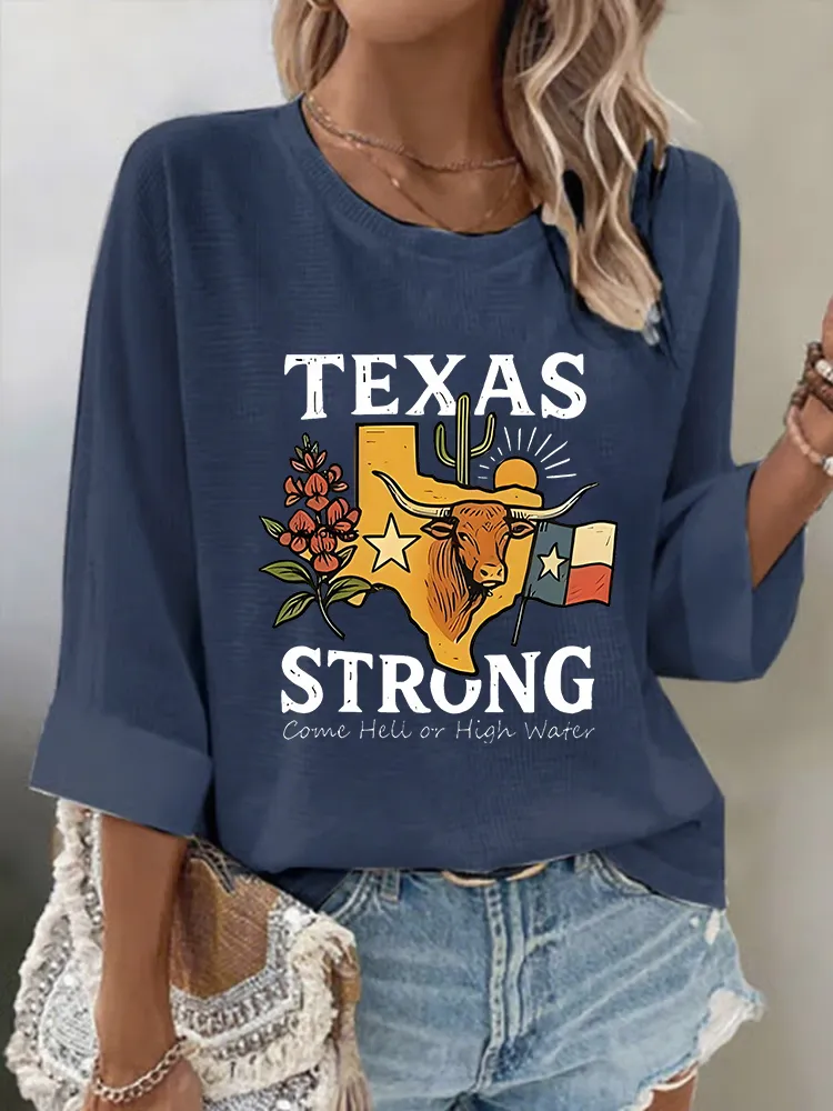 Women'S TEXAS STRONG  Versatile And Casual Breathable Round Neck T-Shirt