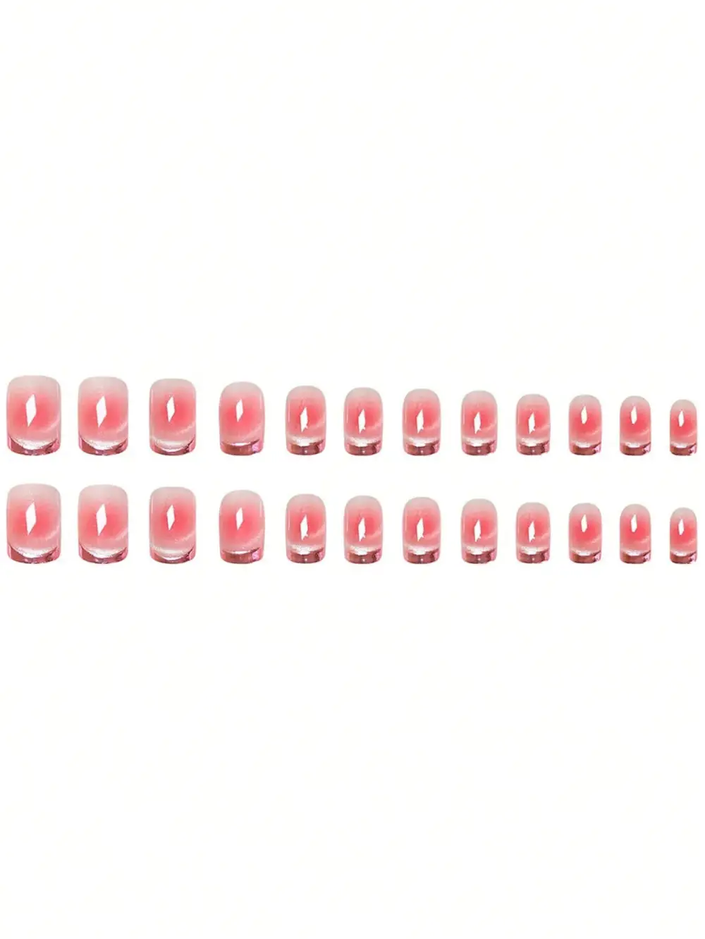 Nailhour 24Pcs French Medium Square Gradient Blush Pink Press On Nails