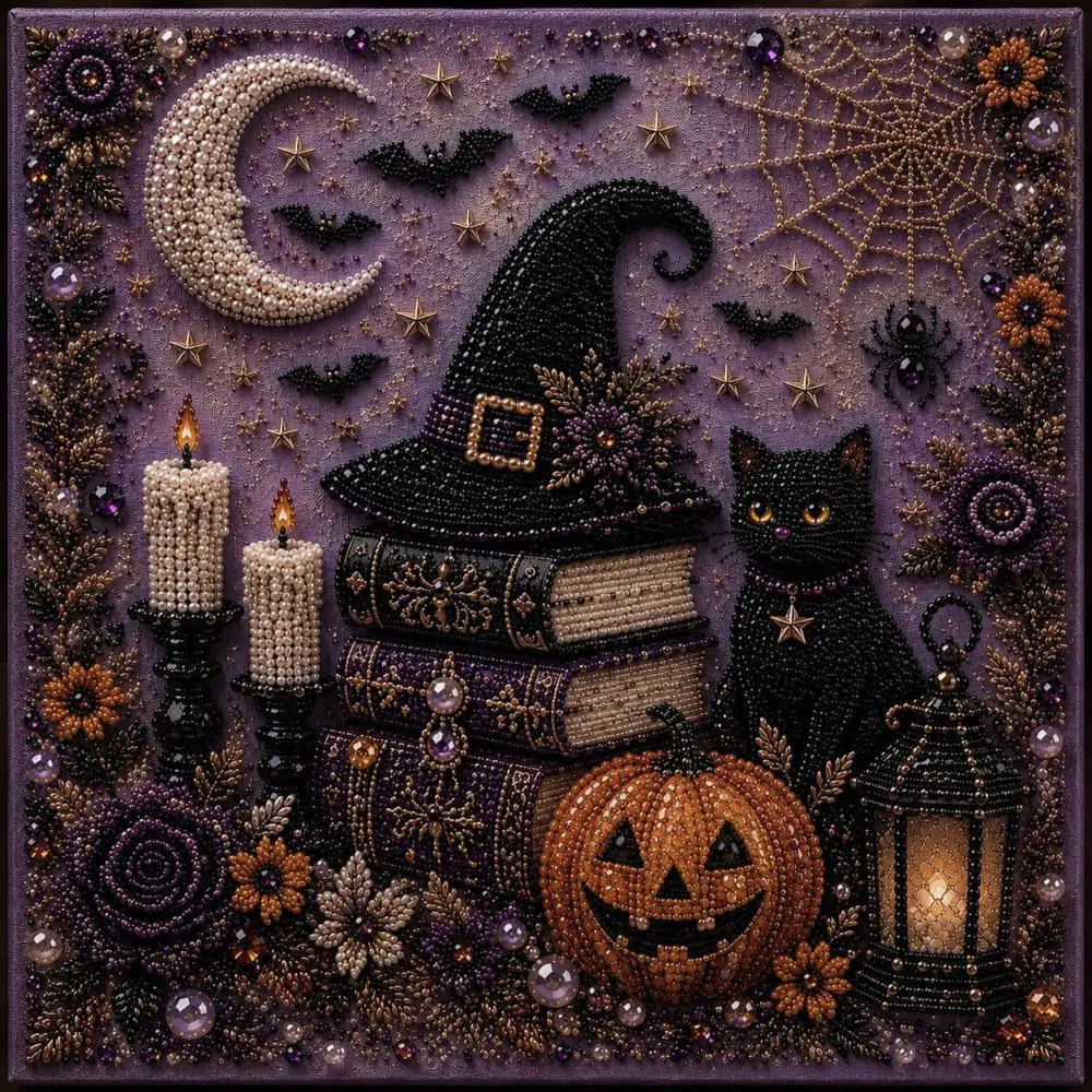 Relaxing & Beginner Friendly Cute Ghosts Pumpkins 3D Pearl Mosaic Art Kit