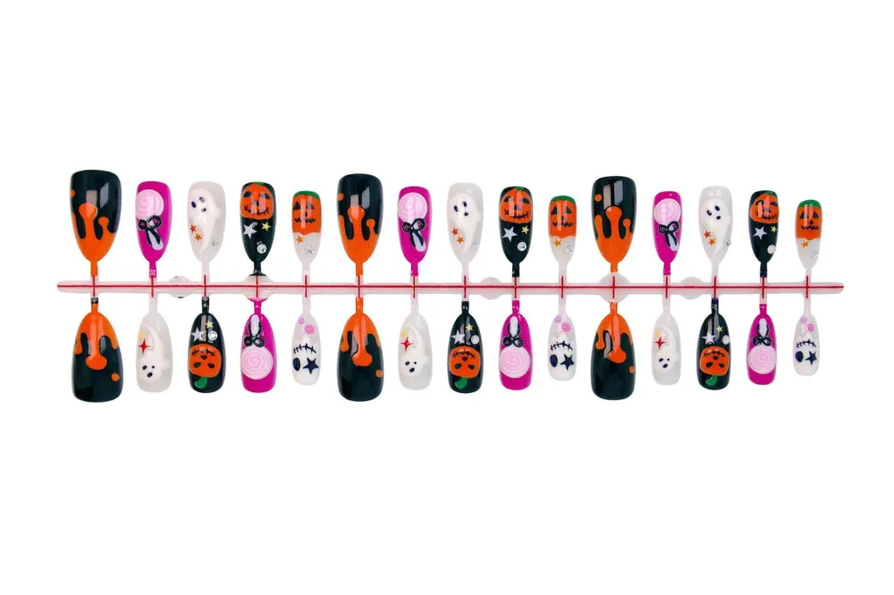 Nailhour 30Pcs Halloween Medium Almond 3D Ghost Press On Nails