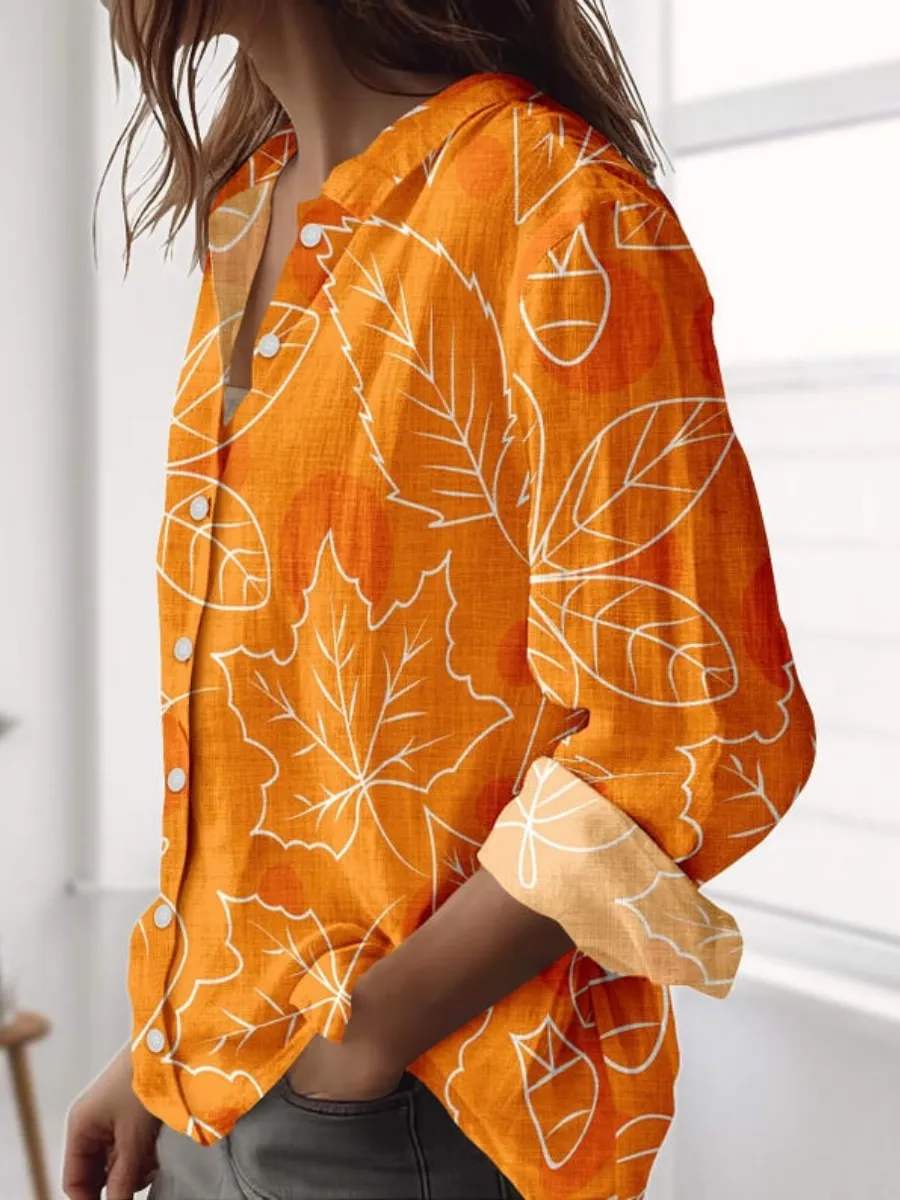 Eye-Catching Leaf Print Shirt