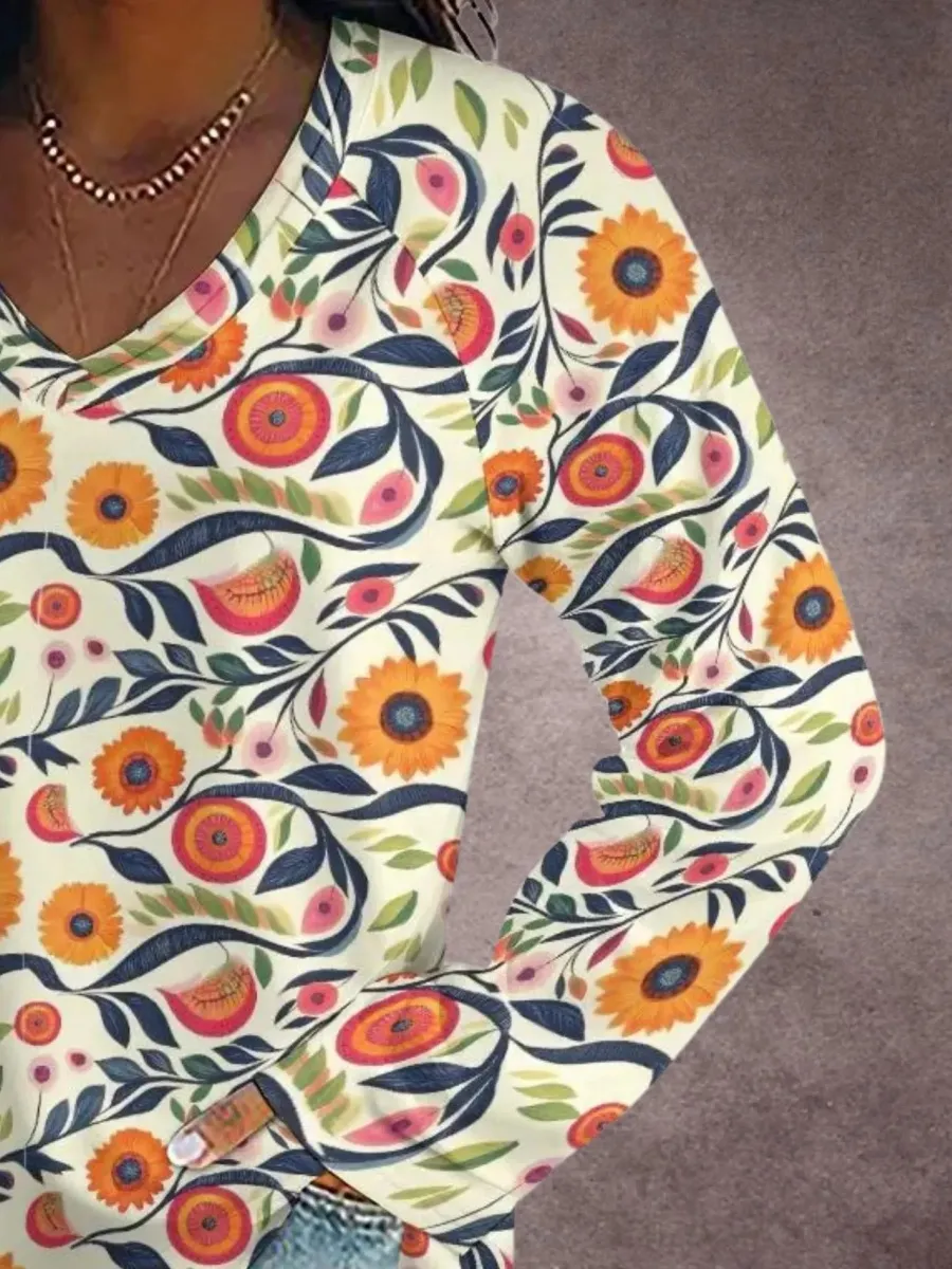 Boho Sunflower Print T-Shirt