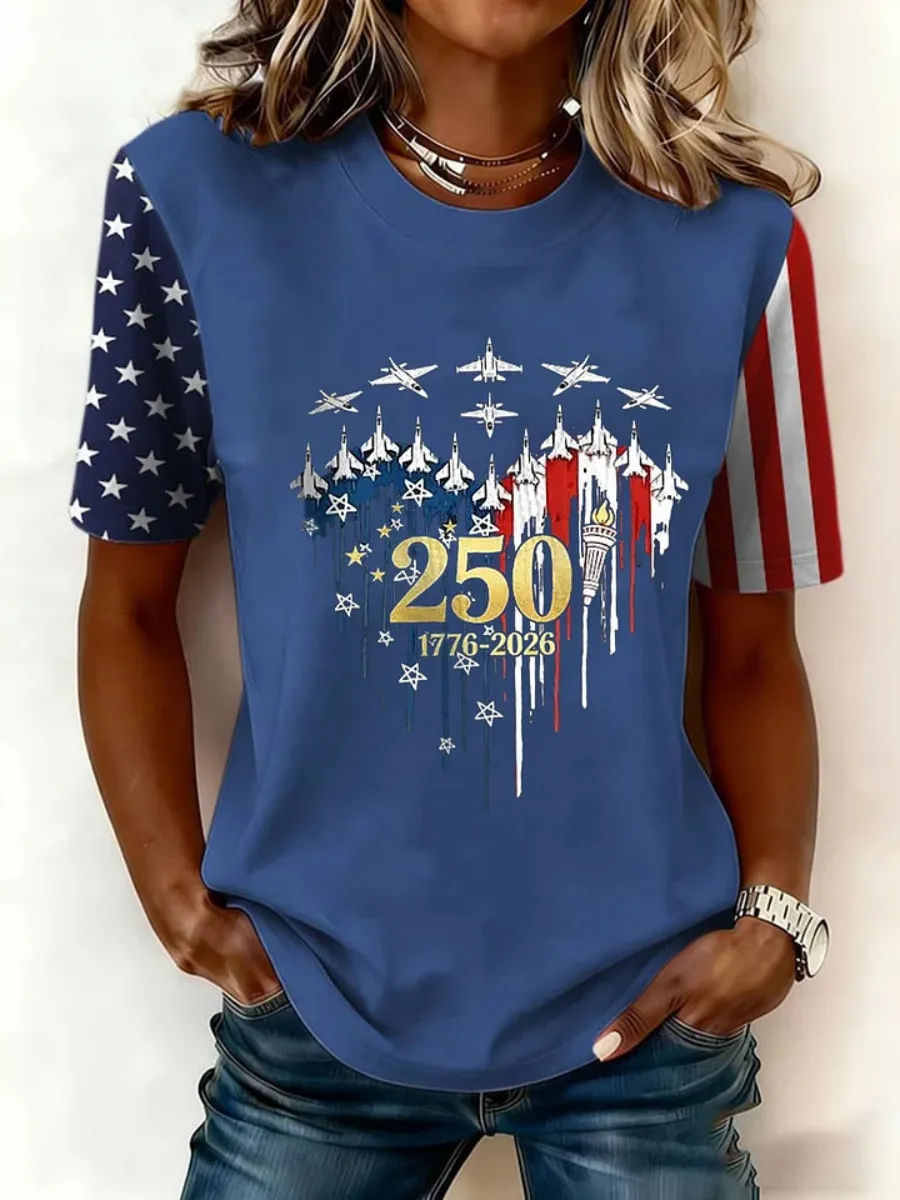 Women's USA 1776-2026 Print Casual T-Shirt