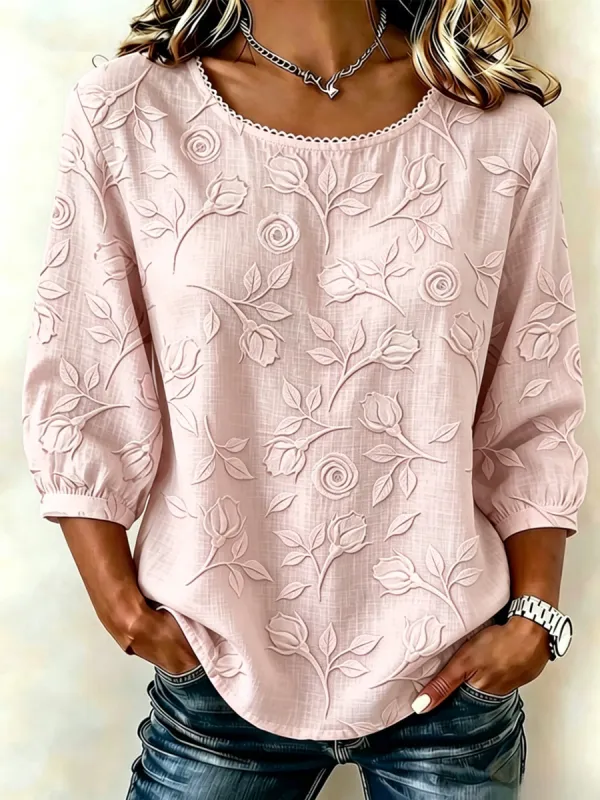 Women's Linen-Cotton Printed Tops