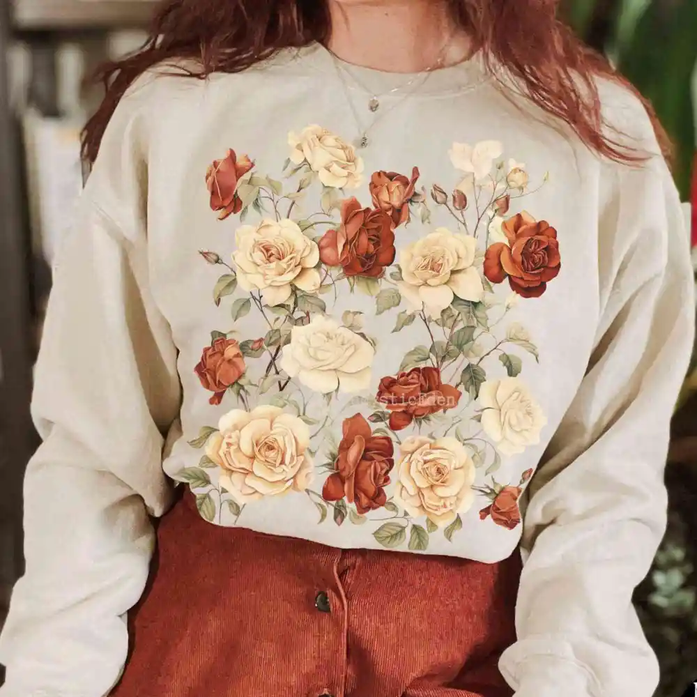Vintage wildflower rose sweatshirt