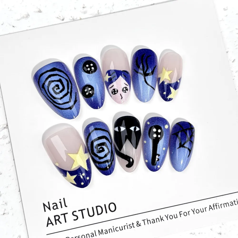 Nailhour 30Pcs 3D Medium Almond Halloween French Press On Nails