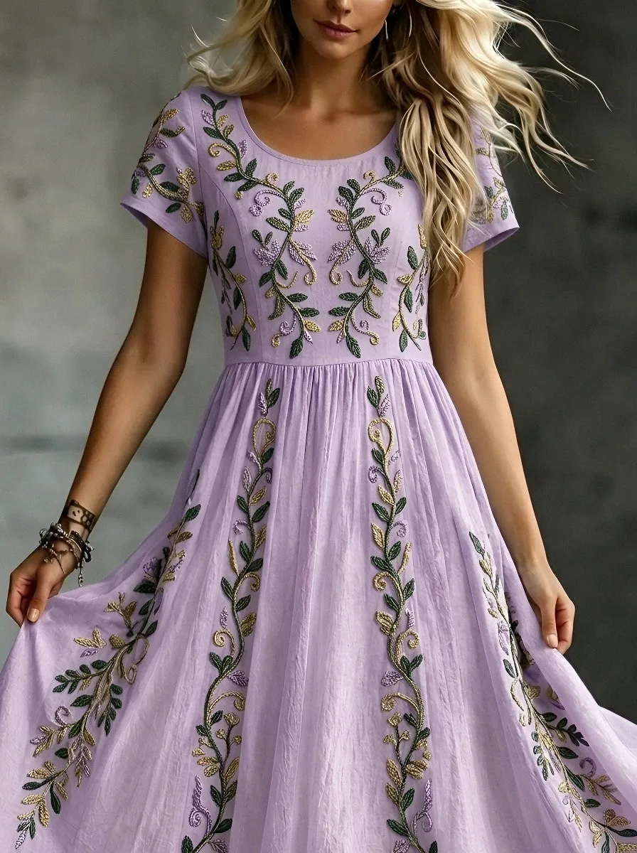 Women's Breast Cancer Awareness Floral Vine Printed Dress