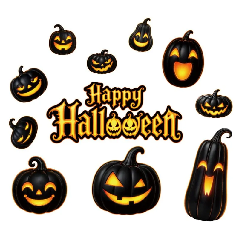 2Pcs Halloween Spooky Pumpkin Static Window Stickers Party Supplies