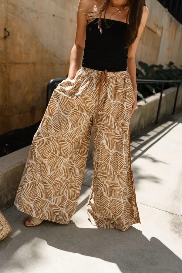 Side Slit Wide Leg Pants