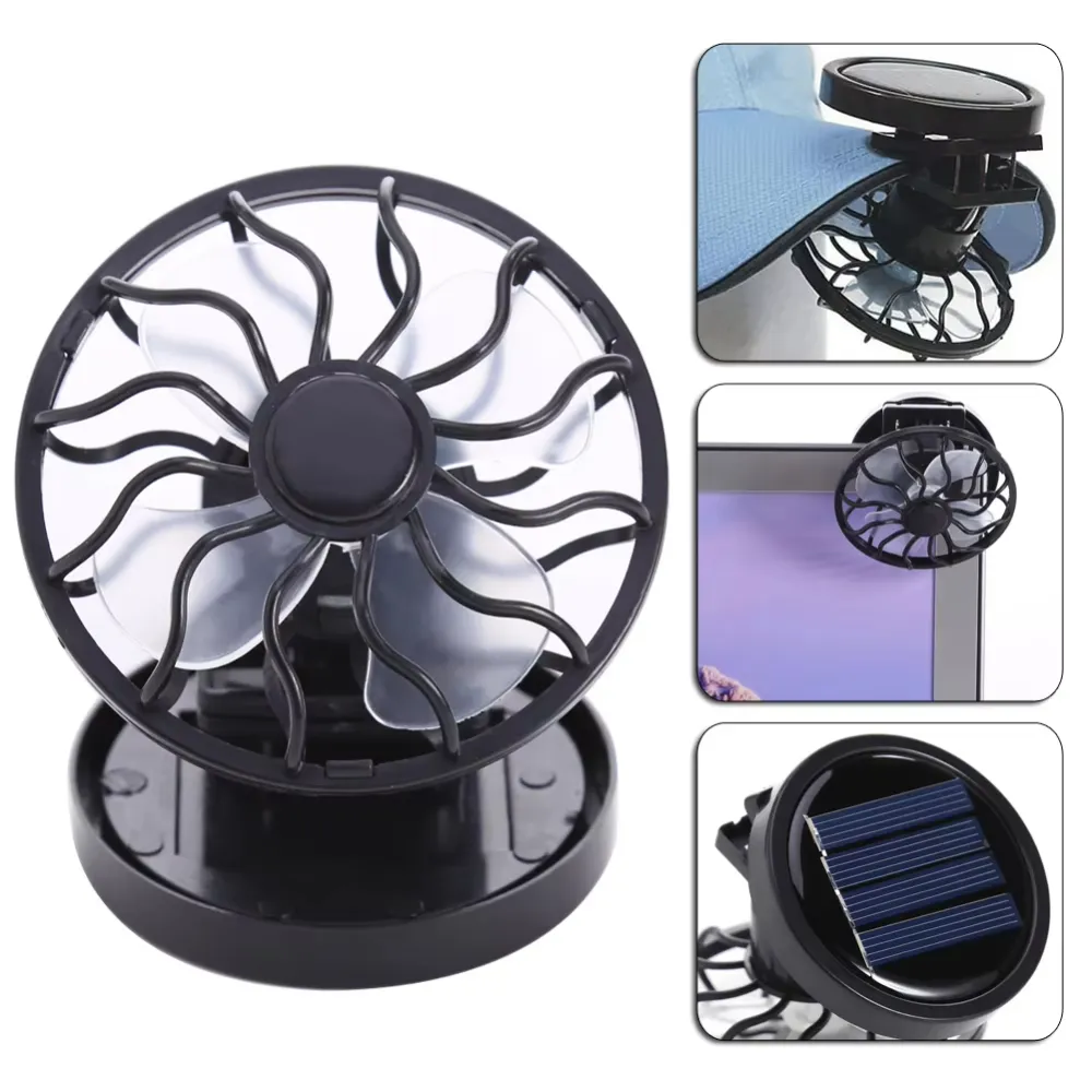 The Mini Solar-Powered Fan Can Be Clipped Anywhere.