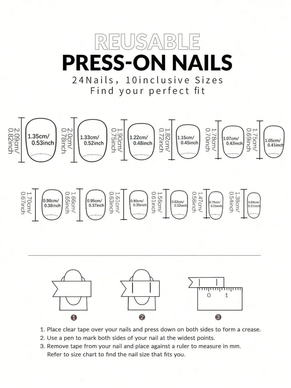 Nailhour 24Pcs Minimalist Medium Almond Press On Nails