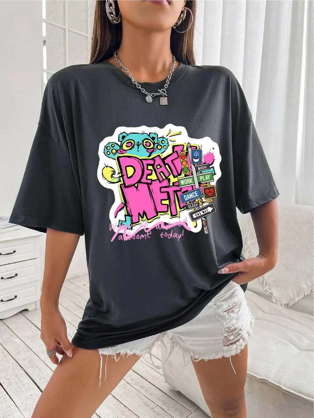 Women's Cute Pattern Printed T - Shirt