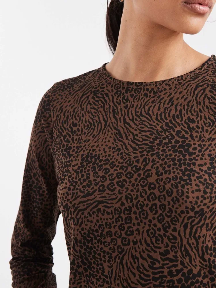 Animal Print Round Neck Dress