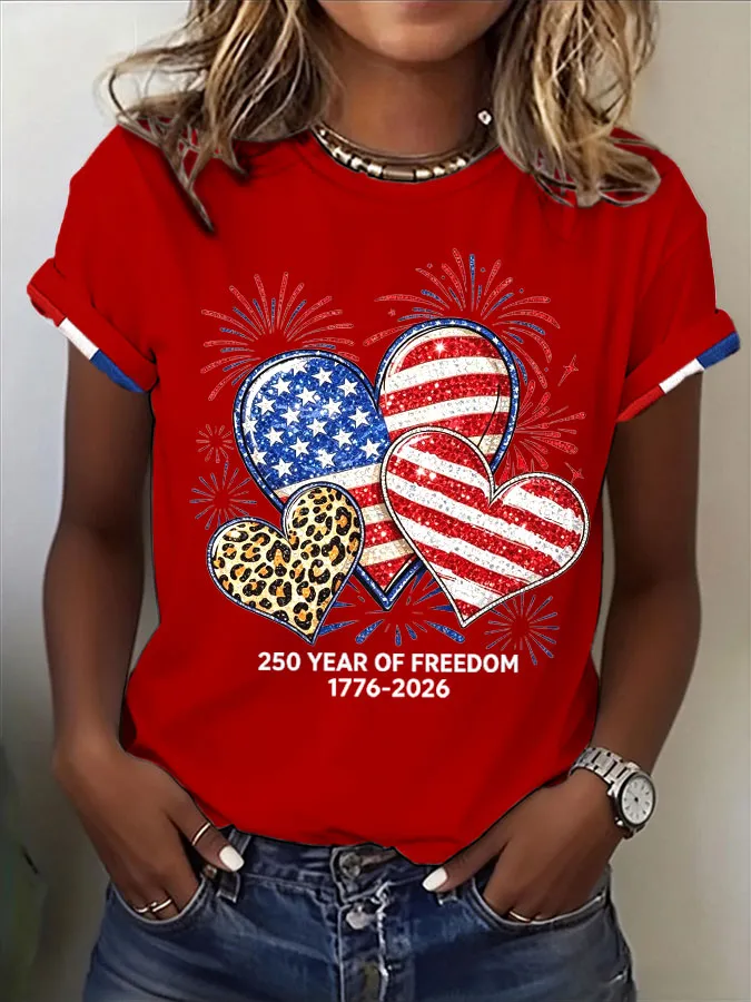 Women's USA Printed Casual T-shirt