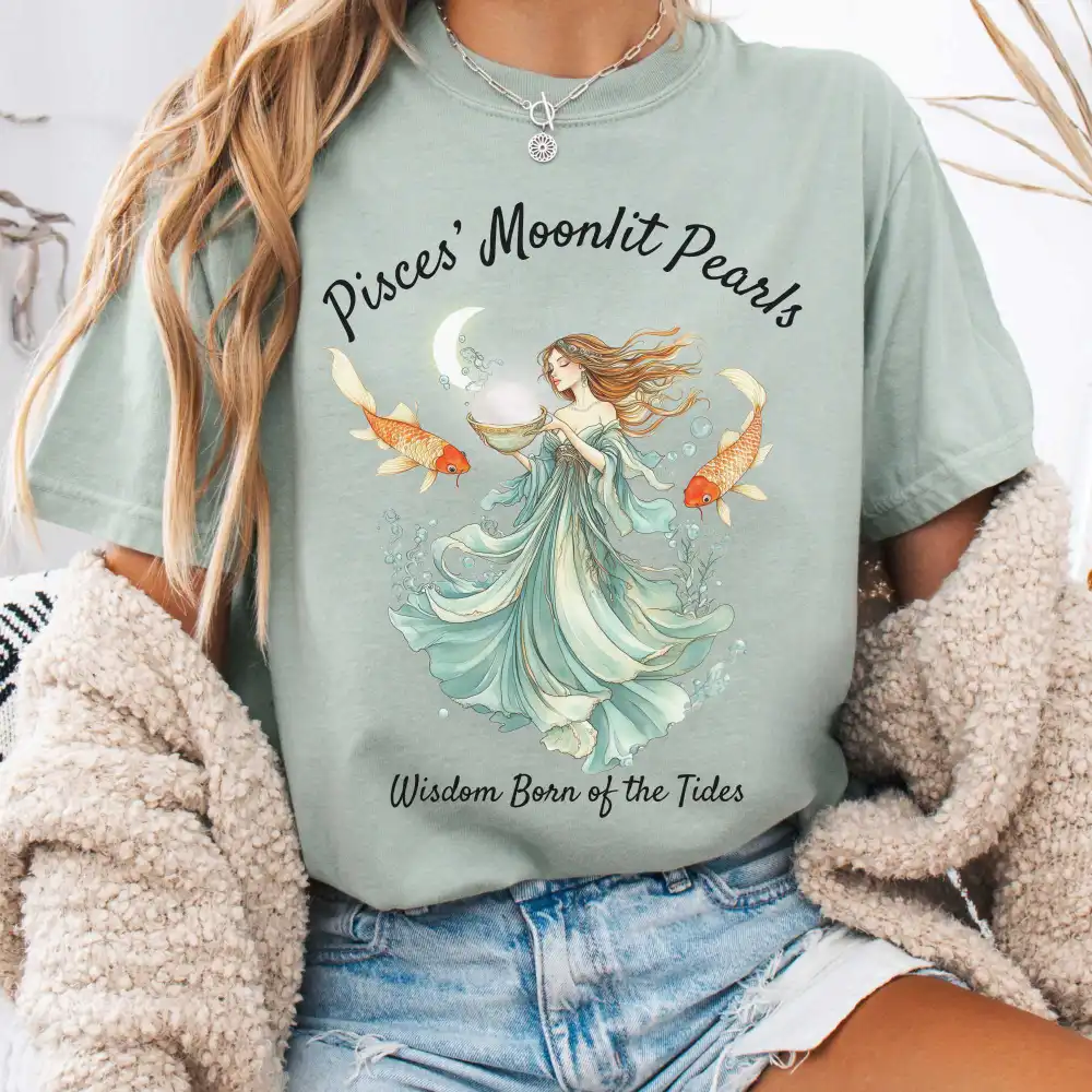 Pisces' Moonlit Pearls Zodiac Shirt