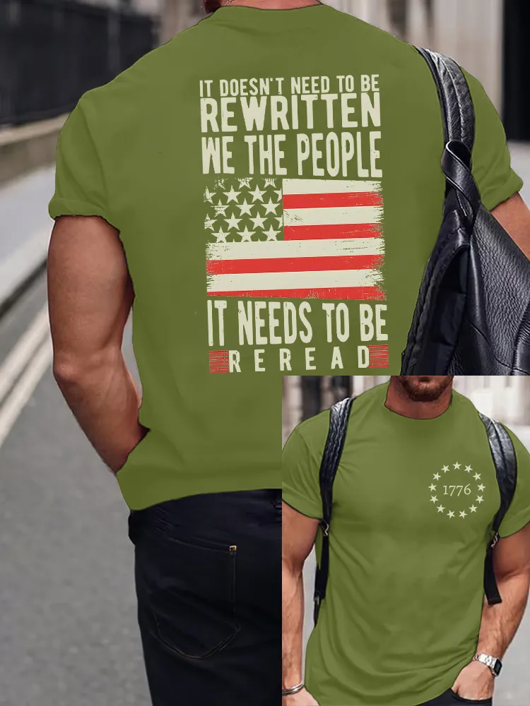 Men'S It Doesn'T Need To Be Rewritten We The People It Needs To Be Reread Crew Neck Short Sleeve T-Shirt