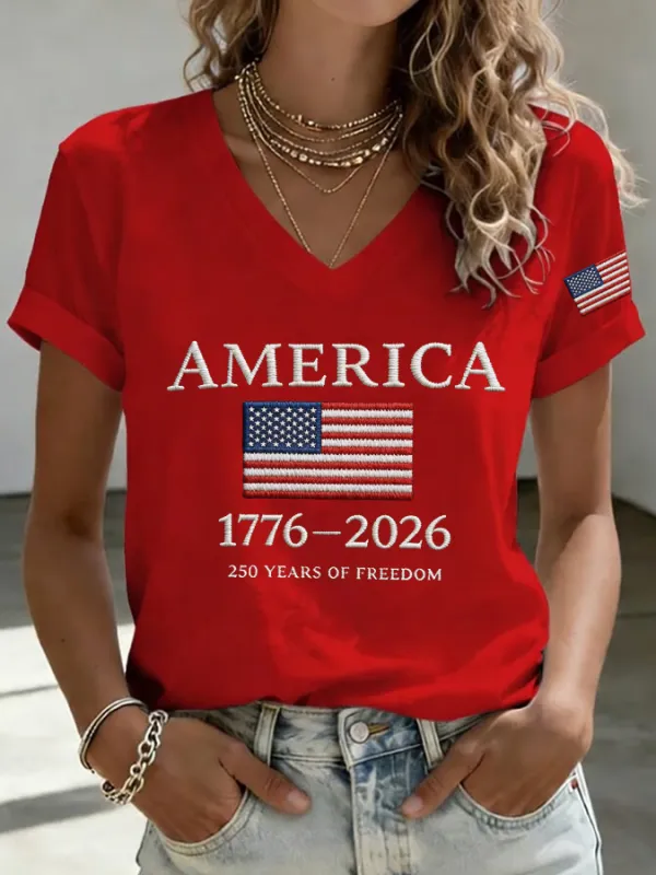 Women'S 250Th Anniversary Independence Day Printed T-Shirt