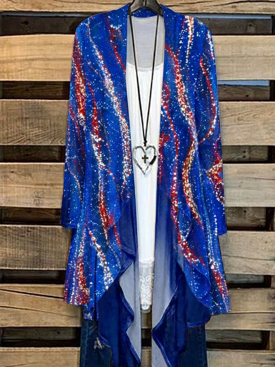 Women's Independence Day Printed Casual Cardigan