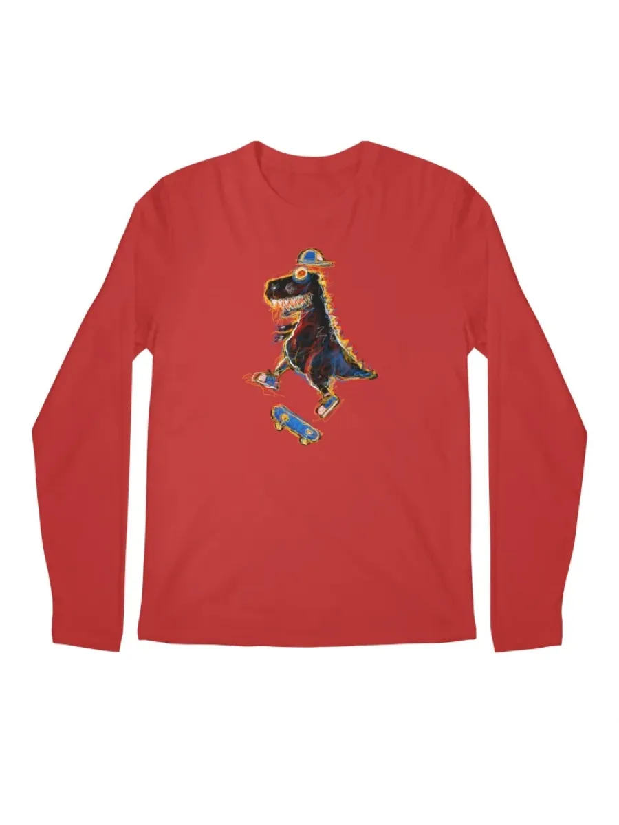 Skateboarding Dinosaur Long Sleeve T-Shirt