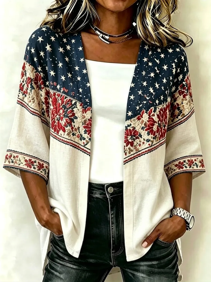 Women'S Rhinestone Citi Art Casual Cardigan