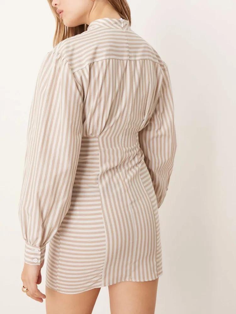Striped Mock Neck Mini Dress