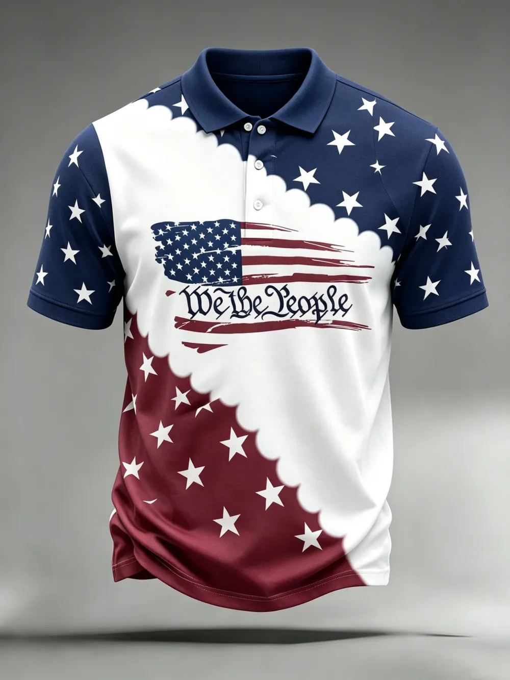 Men'S Casual American Independence Day Celebration We Are Personalized Printed Polo Shirts For The People