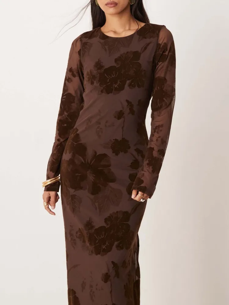 Backless Floral Slim Fit Dress