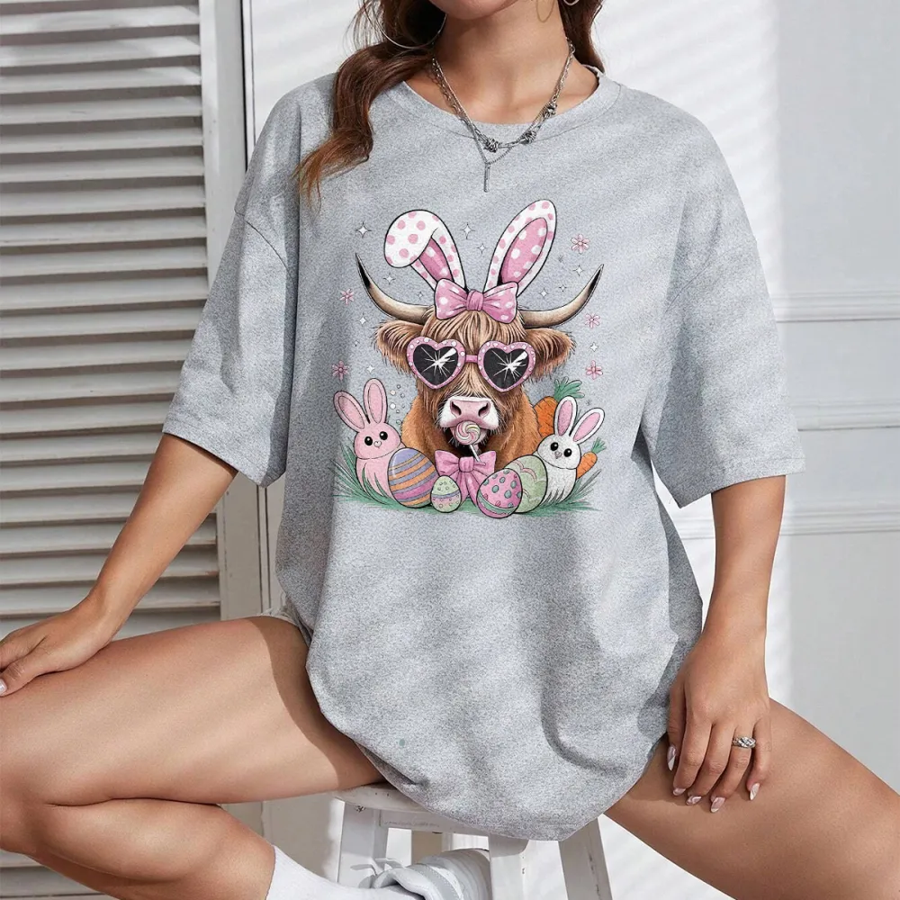 Bunny & Highland Cow Print T-Shirt