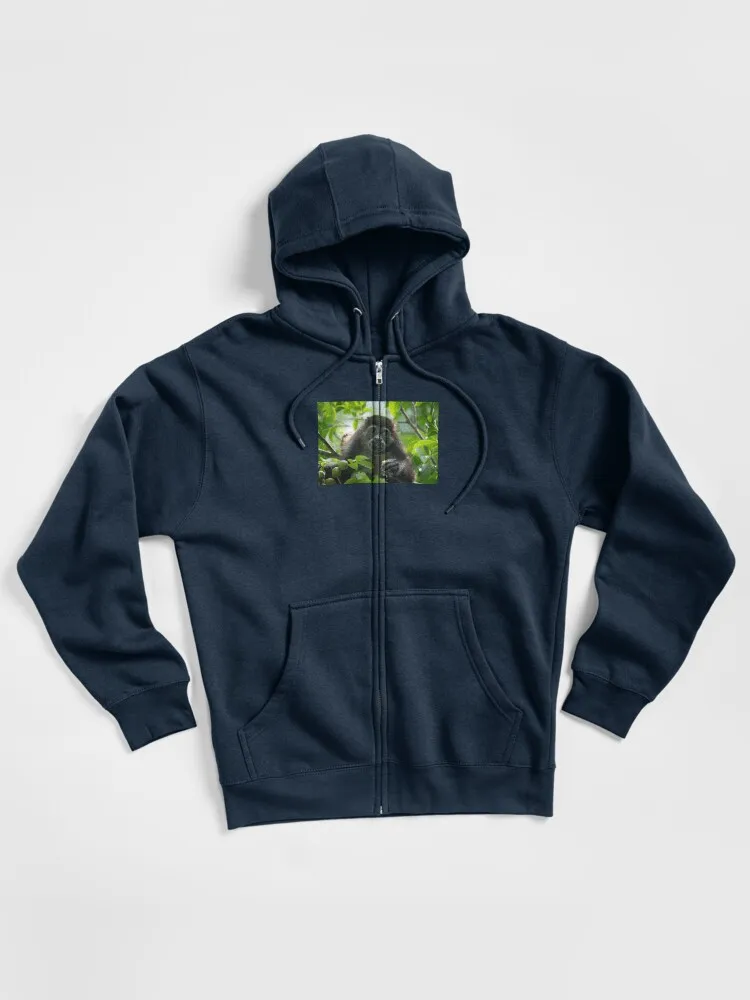 Cute Monkey Close-Up Zipped Hoodie