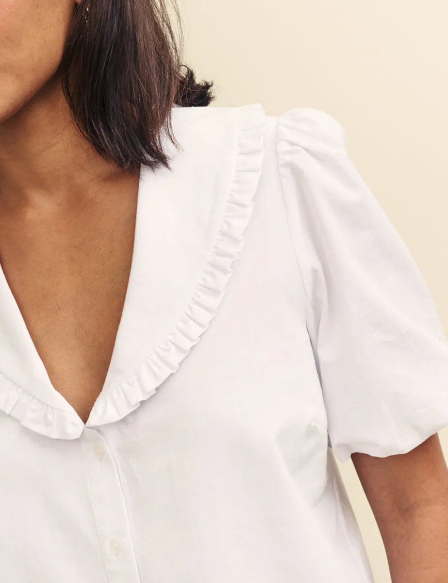 Casual White Collared Blouse
