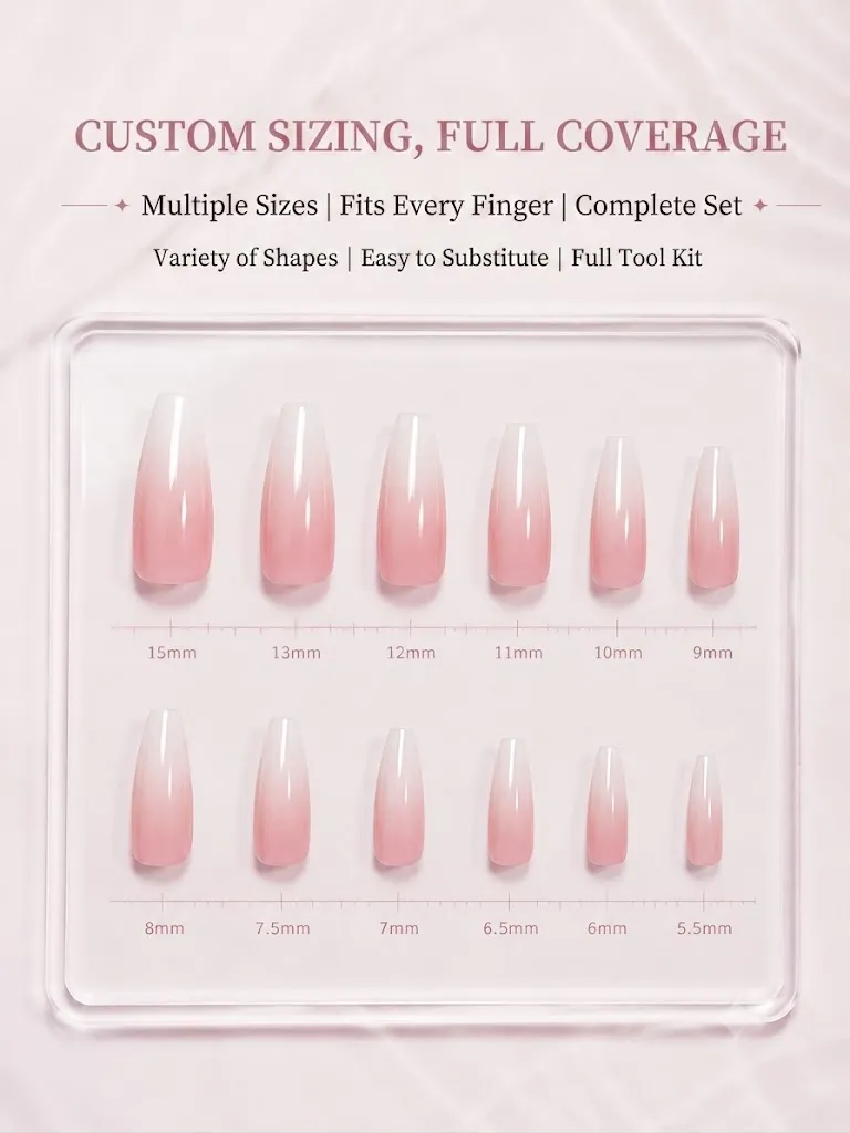 Nailhour Minimalist 24Pcs Daily Office Nude Gradient French Press On Nails