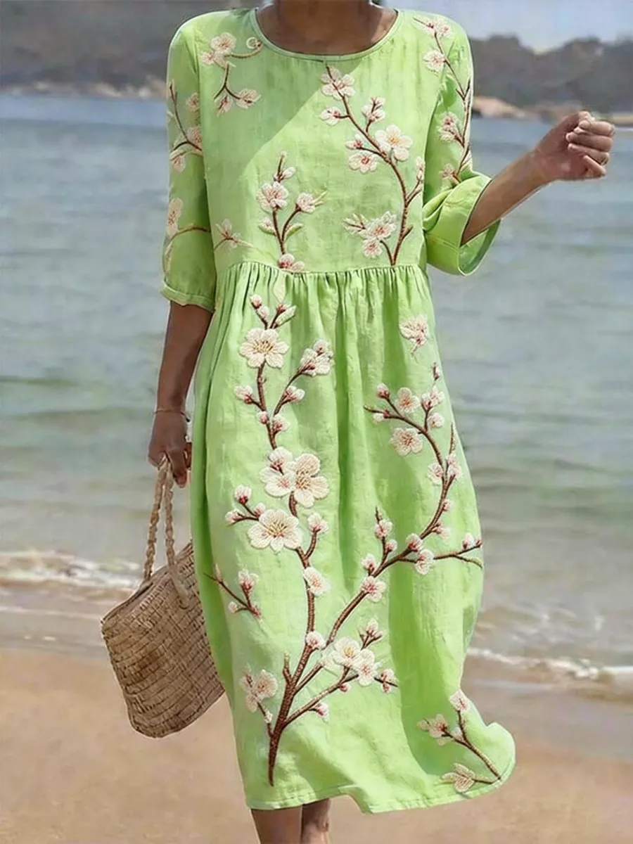Women's Casual Cotton Linen Dress