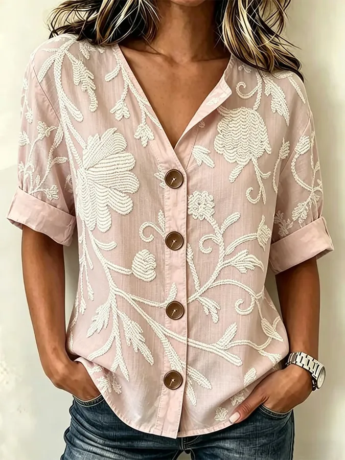 Women's Casual Round-Neck Printed Shirt