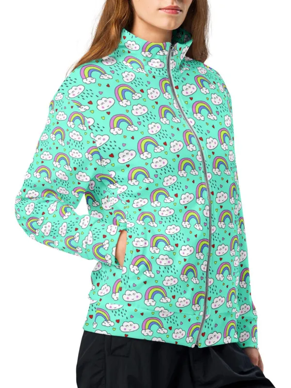 Rainbow Print Zip-Up Jacket