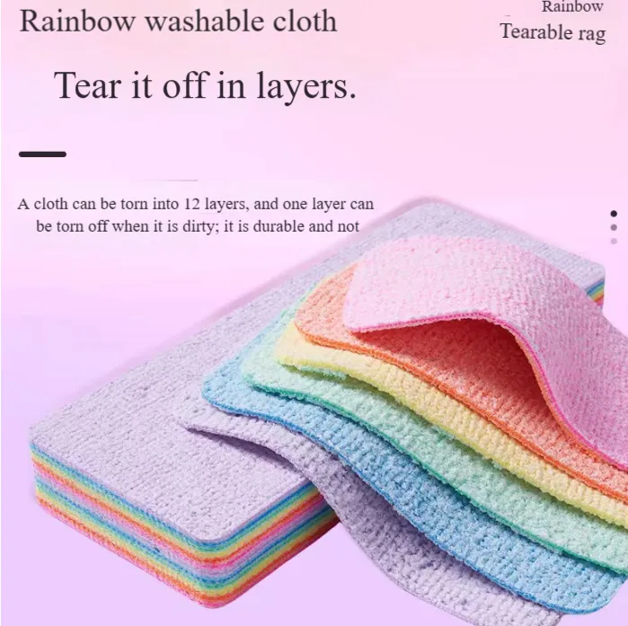 Lazy people's special dishwashing cloth - rainbow rag tearable sponge absorbent dishwashing towel