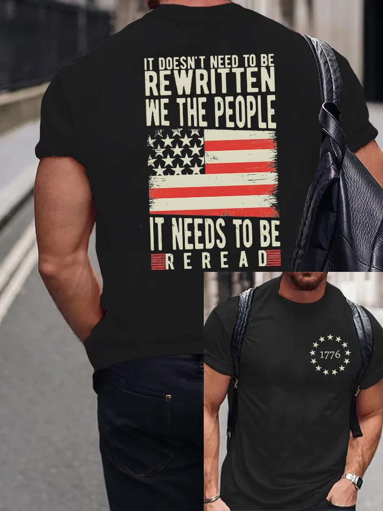 Men'S It Doesn'T Need To Be Rewritten We The People It Needs To Be Reread Crew Neck Short Sleeve T-Shirt