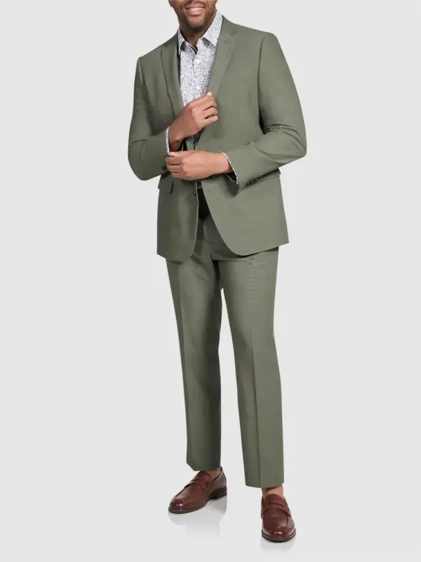 OLIVE GREEN SUIT WITH PRINTED SHIRT FOR CONTEMPORARY FORMAL