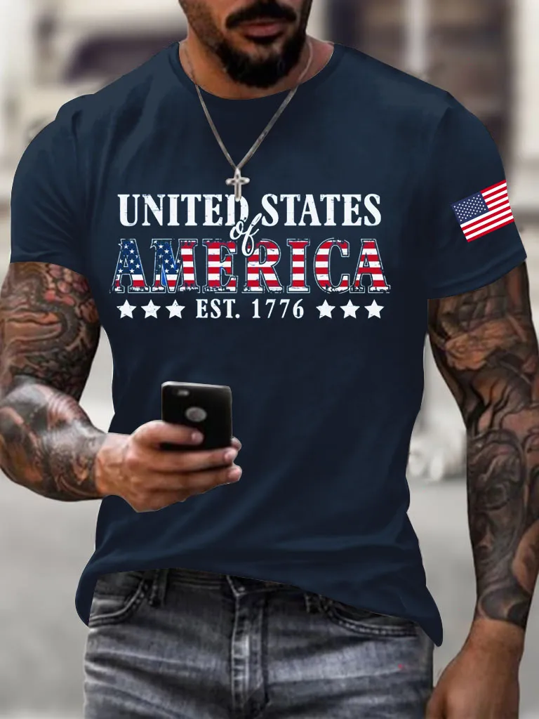 Men'S 250Th Anniversary United States of America Printed Casual T-Shirt