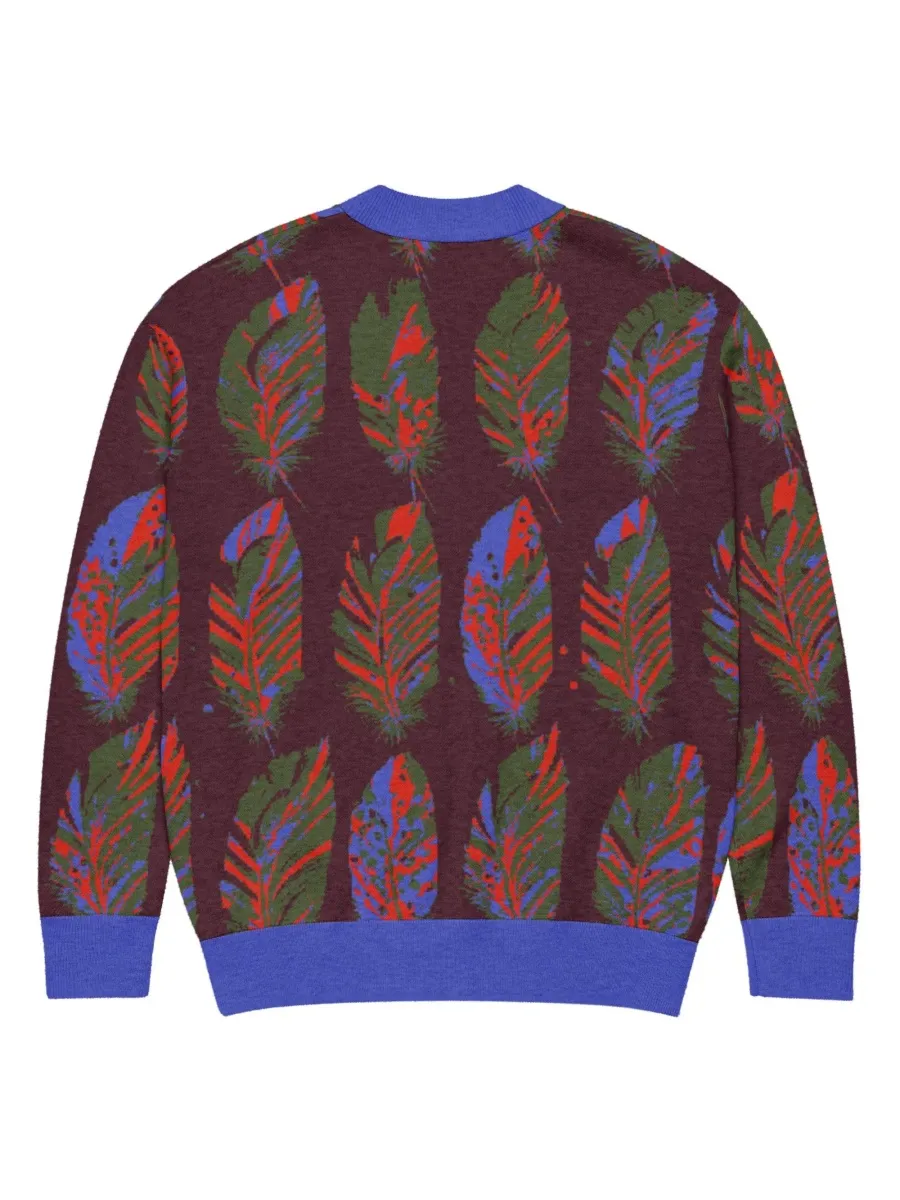 Bold Feather Pattern Cardigan