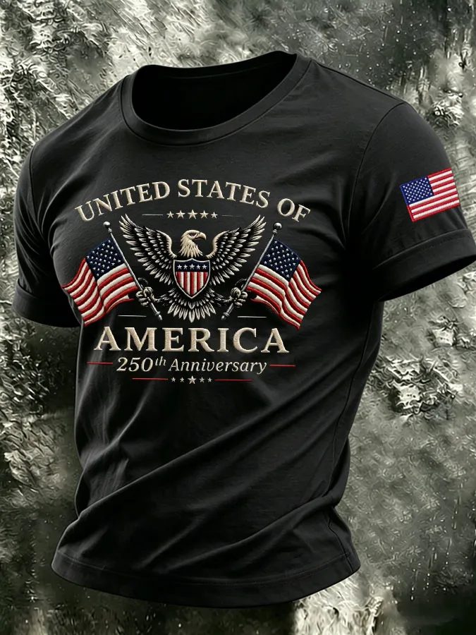 Men's The United States of America Printed Casual T-shirt
