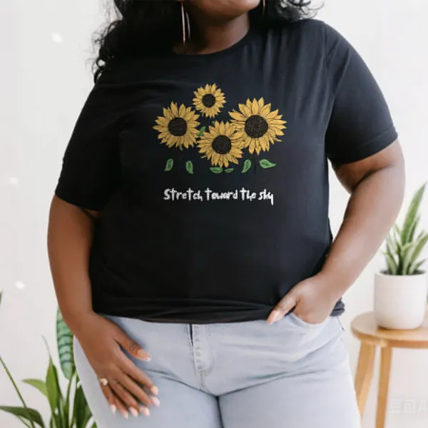 Sunflower Motif Printed Casual T-Shirts
