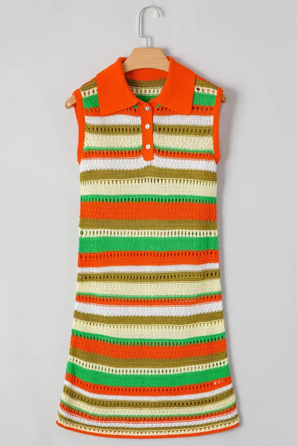 Personal Color Contrast Temperament Stripe Sweater Dress