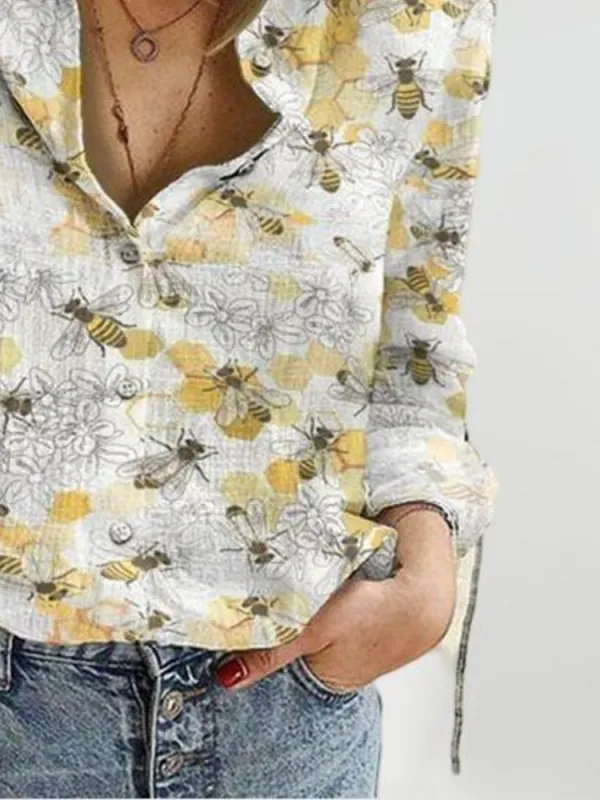 Playful Bee Pattern Shirt