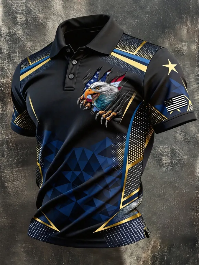 USA 250th Anniversary Glitter Print Men's Polo Shirt
