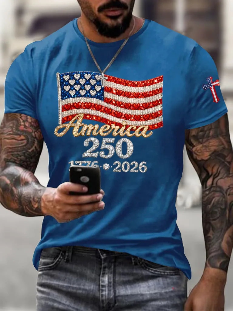 Men'S America Flag Printed Casual T-Shirt
