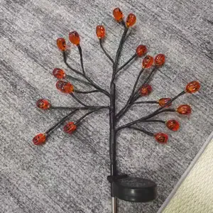 Solar Pumpkin Stake Lights - 20-Head Halloween Outdoor Garden Decor