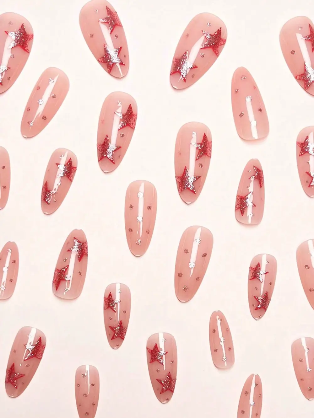 Nailhour 24Pcs Vintage Glitter Medium Almond Press On Nails