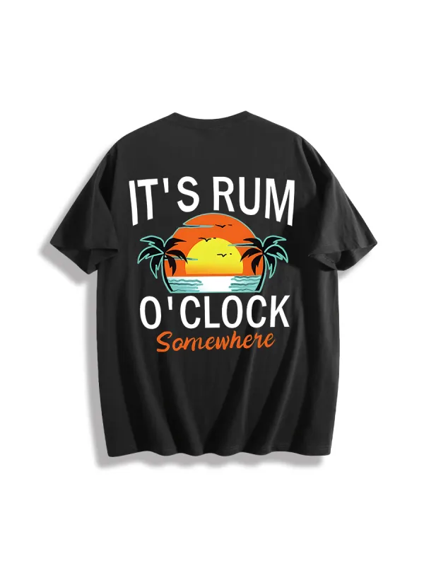 Rum Time Sunset Themed Graphic T-Shirt