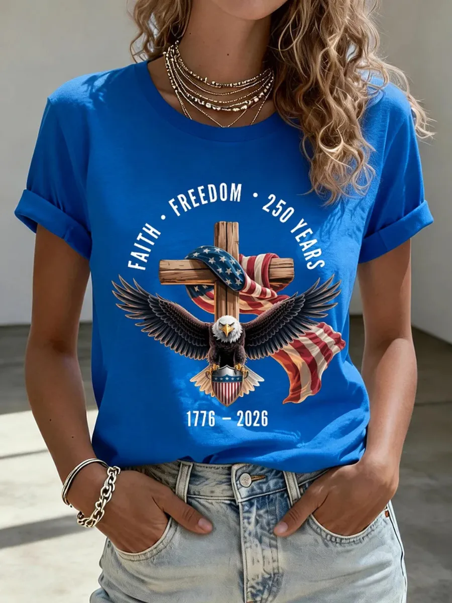 Women's1776-2026 Anniversary Celebration Printed T-Shirt
